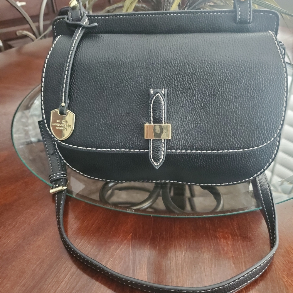London Fog Pebbled Leather Crossbody Shoulder Bag